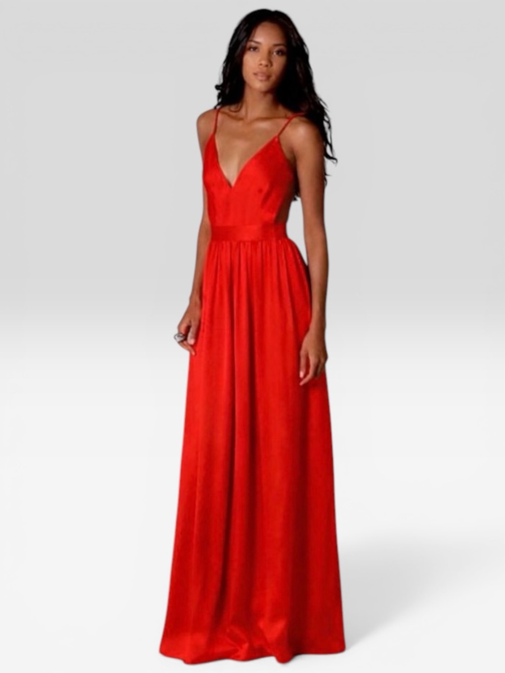 ONE by Contrarian | Babs Bibb Maxi Dress in Red-Orange, Size 2